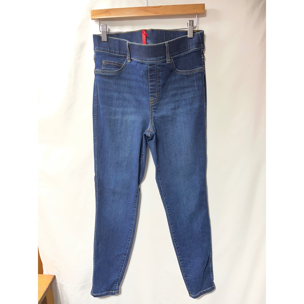 Spanx Jean-ish Ankle Leggings Dark Indigo Blue Denim Pull On Skinny Jeans Medium